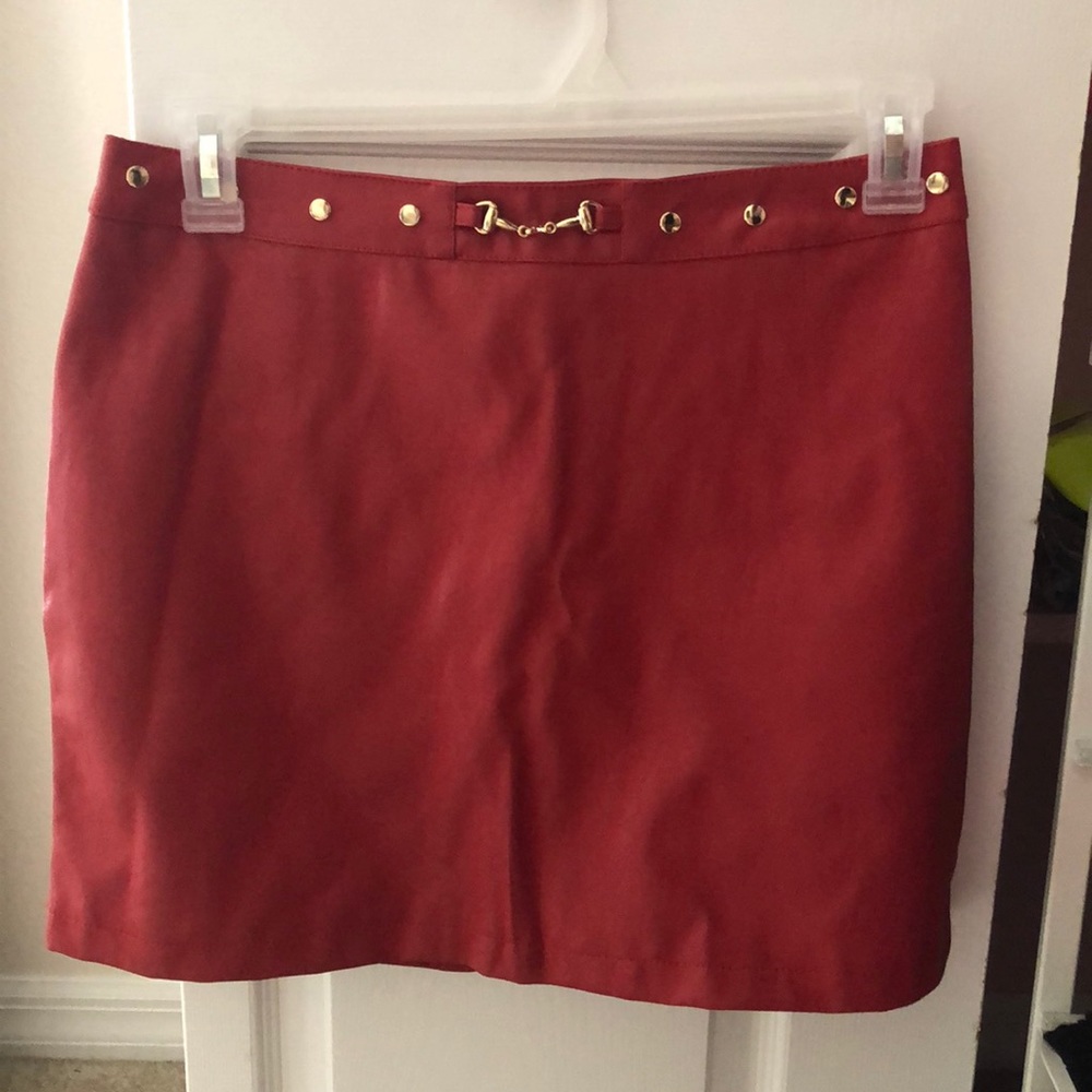 Forever 21 Red Pleather Mini Skirt